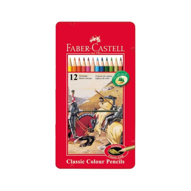Lapices de colores Faber Castell hexagonales caja metal 12 unidades