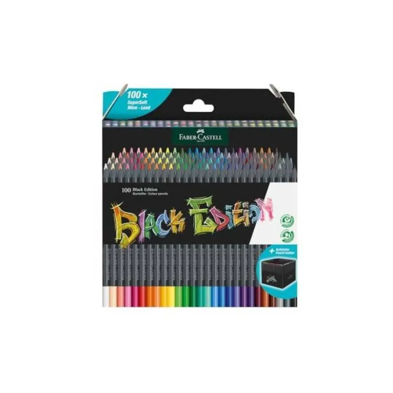 LAPICES DE COLORES FABER CASTELL EDICION BLACK SOPORTE DE 100 UNIDADES COLORES SURTIDOS