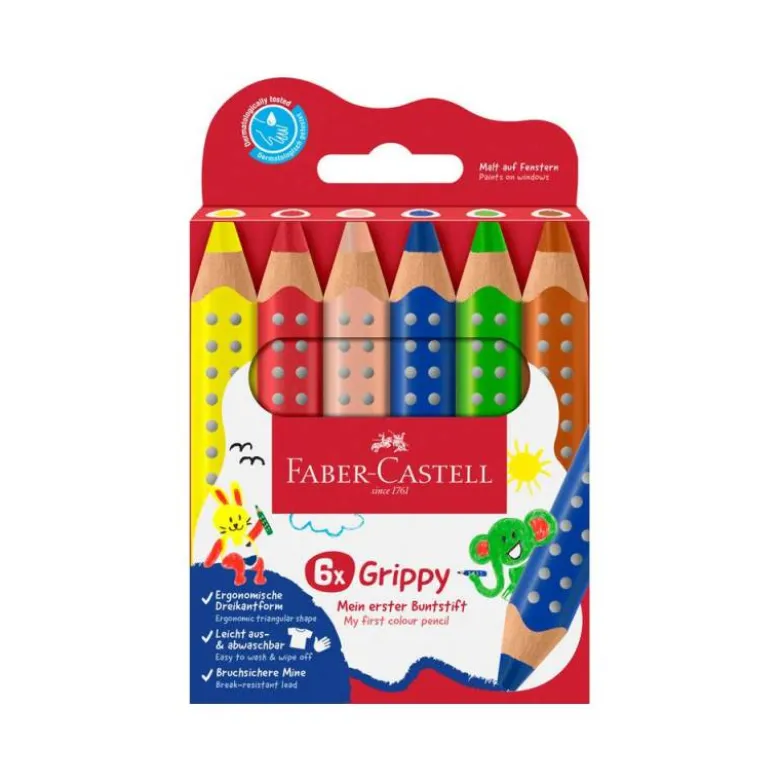 LAPICES DE COLORES FABER CASTELL GRIPPY XXL CAJA DE 6 UNIDADES COLORES SURTIDOS