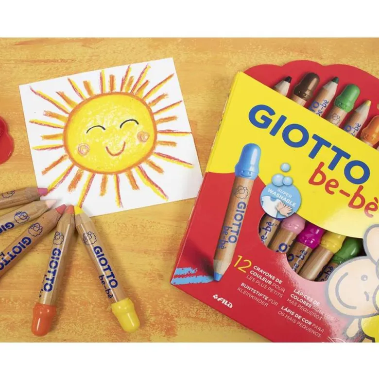 Lapices de colores Giotto redondos bebe caja 12 lapices grueso 104 mm