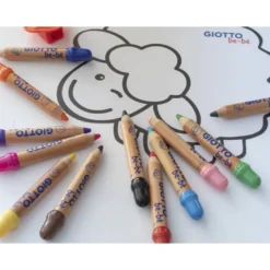 Lapices de colores Giotto redondos bebe caja 12 lapices grueso 104 mm