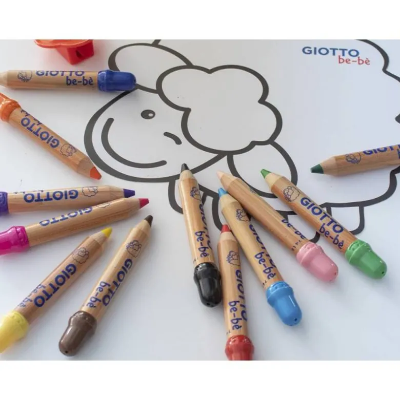 Lapices de colores Giotto redondos bebe caja 12 lapices grueso 104 mm