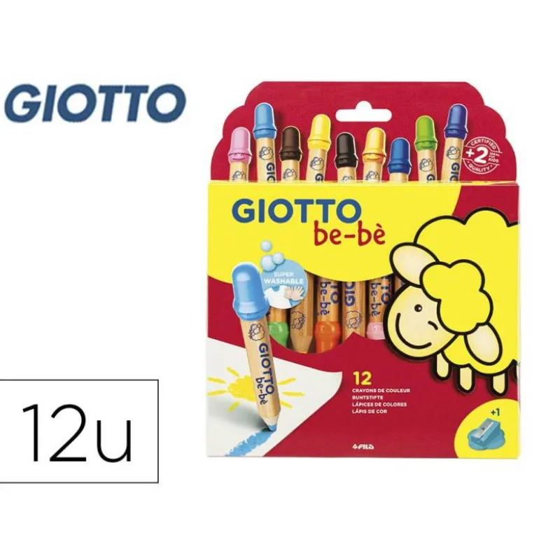 Lapices de colores Giotto redondos bebe caja 12 lapices grueso 104 mm