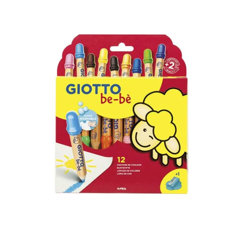 Lapices de colores Giotto redondos bebe caja 12 lapices grueso 104 mm