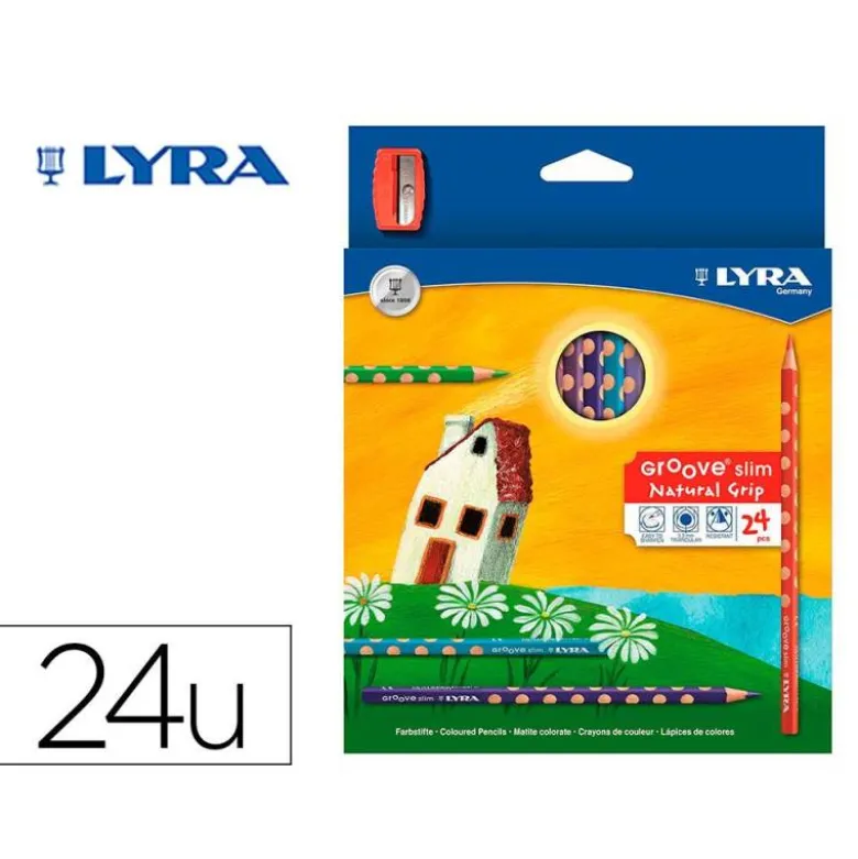 Lapices de colores Lyra Groove Slim Triangular 24 unidades + sacapuntas