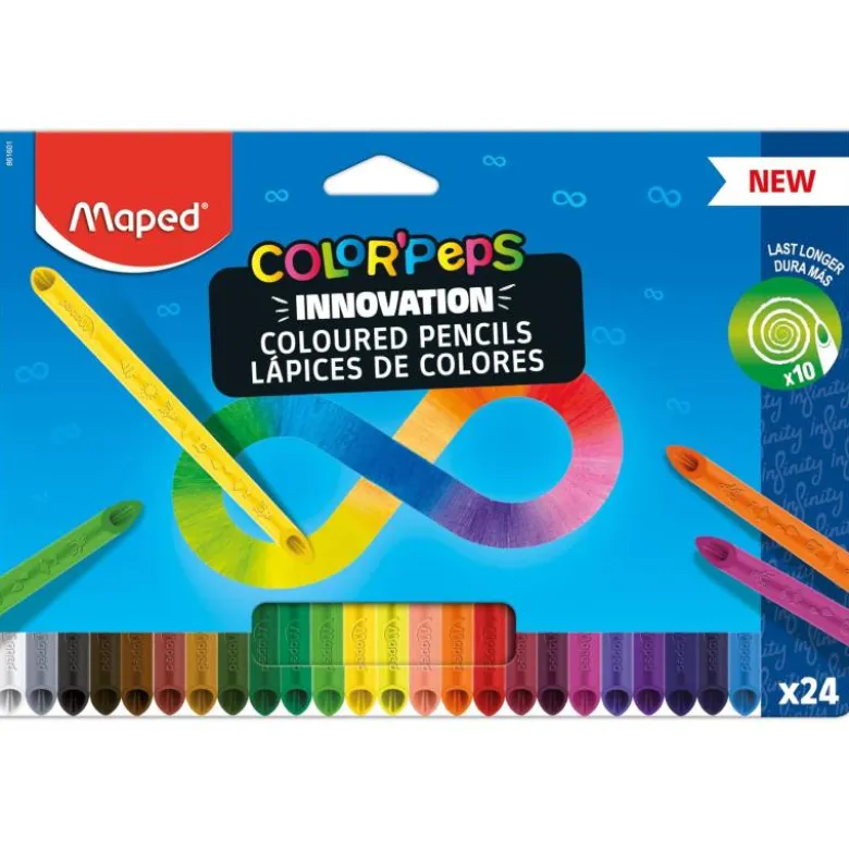 LAPICES DE COLORES MAPED COLOR PEPS INFINITY CAJA DE 24 COLORES SURTIDOS