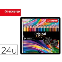 LAPICES DE COLORES STABILO ACUARELABLES ORIGINAL ARTY ESTUCHE METALICO DE 24 COLORES SURTIDOS