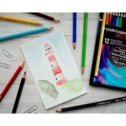 LAPICES DE COLORES STABILO AQUACOLOR ARTY LINE ACUARELABLES ESTUCHE DE CARTON DE 12 UNIDADES COLORES