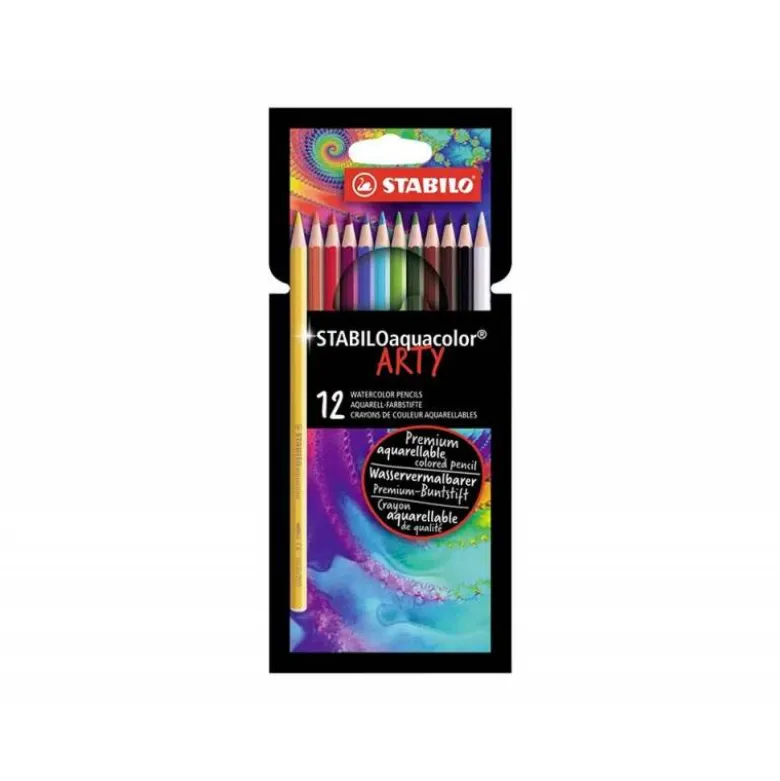 LAPICES DE COLORES STABILO AQUACOLOR ARTY LINE ACUARELABLES ESTUCHE DE CARTON DE 12 UNIDADES COLORES