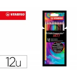 LAPICES DE COLORES STABILO AQUACOLOR ARTY LINE ACUARELABLES ESTUCHE DE CARTON DE 12 UNIDADES COLORES