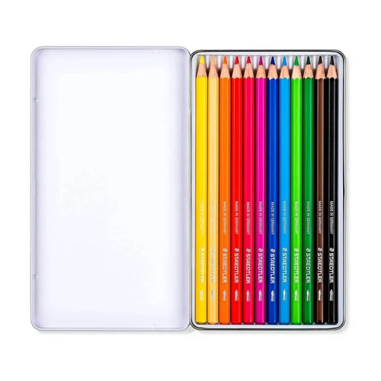 LAPICES DE COLORES STAEDTLER ACUARELABLES CAJA METAL DE 12 COLORES SURTIDOS