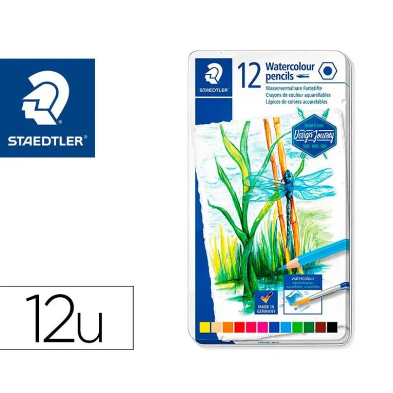 LAPICES DE COLORES STAEDTLER ACUARELABLES CAJA METAL DE 12 COLORES SURTIDOS