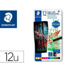LAPICES DE COLORES STAEDTLER SUPER SOFT CAJA METAL DE 12 COLORES SURTIDOS