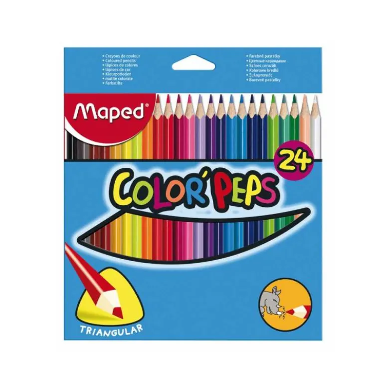 Lapices de colores triangulares Maped caja 24 unidades mina 5 mm