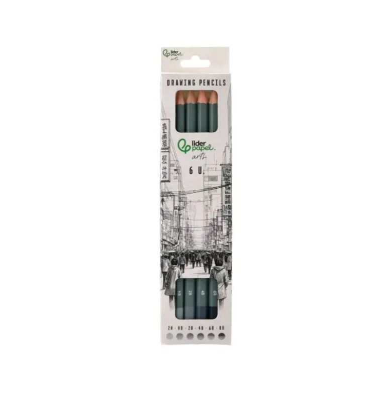 LAPICES DE DIBUJO LIDERPAPEL CAJA 6 UNIDADES DUREZAS SURTIDAS CERTIFICADO FSC