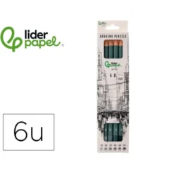LAPICES DE DIBUJO LIDERPAPEL CAJA 6 UNIDADES DUREZAS SURTIDAS CERTIFICADO FSC