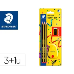 LAPICES DE GRAFITO STAEDTLER NORIS N.2 HB 3 UDS + AFILALAPIZ CON DEPOSITO
