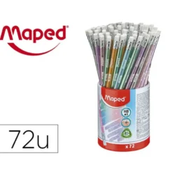 LAPIZ DE GRAFITO MAPED PLASTICO GLITTER DECO HB CON GOMA COLORES SURTIDOS