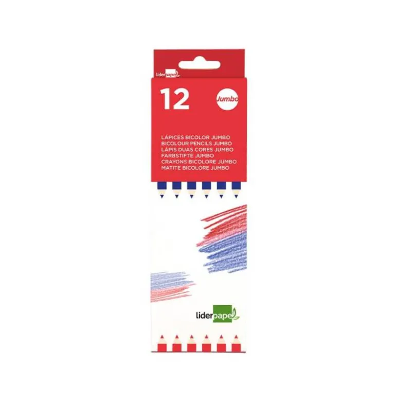 Lapiz bicolor marca Liderpapel rojo-azul Mina Gruesa