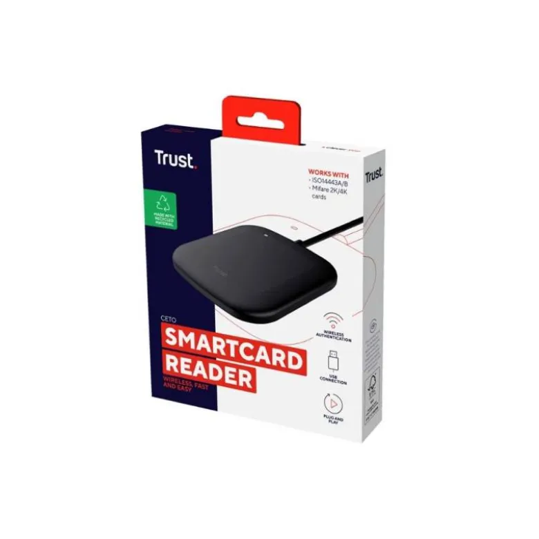 LECTOR DE TARJETAS INTELIGENTES TRUST CETO SIN CONTACTO USB-A COLOR NEGRO