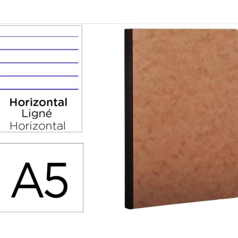 Libreta Clarefontaine color havana A5 tapa cartulina rayado horizontal 96 hojas