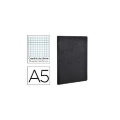 Libreta Clarefontaine color negro A5 tapa cartulina cuadriculado 5mm 96 hojas