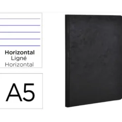 Libreta Clarefontaine color negro A5 tapa cartulina rayado horizontal 96 hojas