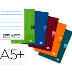 Libreta Escolar Liderpapel Scriptus Grapada Din A5+ 48 hojas Rayado Montessori 3,5mm de Colores Surtidos