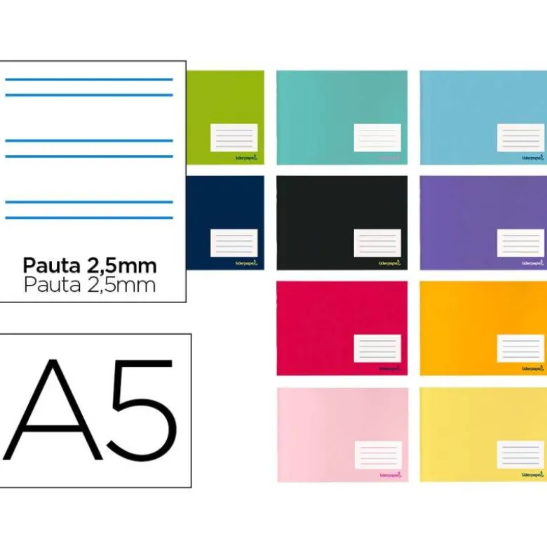 Libreta escolar Liderpapel A5 horizontal 32 hojas colores surtidos