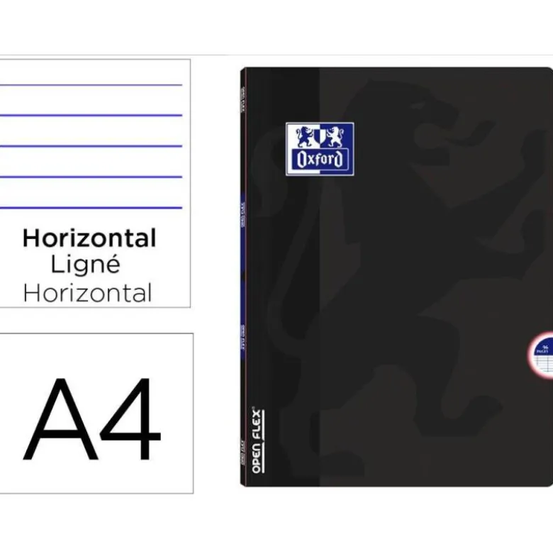 Libreta Escolar Oxford DIN A4 48 hojas Rayado horizontal Negro