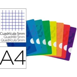 Libreta escolar Oxford encolada Din A4 cuadricula 5mm 48 hojas colores surtidos