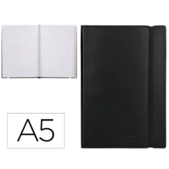 Libreta indice Liderpapel similpiel tamaño A5 con 120 hojas de 70g/m2 color negro.