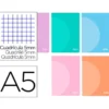 LIBRETA LIDERPAPEL 360 TAPA DE PLASTICO A5 48 HOJAS 90G/M2 CUADRO 5 MM CON DOBLE MARGEN COLORES PASTEL