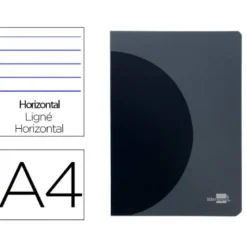 LIBRETA LIDERPAPEL 360 TAPA DE PLASTICO A4 48 HOJAS 90G/M2 HORIZONTAL CON DOBLE MARGEN TAPA NEGRA