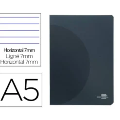 LIBRETA LIDERPAPEL 360 TAPA DE PLASTICO A5 48 HOJAS 90G/M2 HORIZONTAL CON DOBLE MARGEN TAPA NEGRA