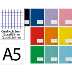 LIBRETA LIDERPAPEL SMART A5 PLUS 48 HOJAS 75G/M2 CUADRO 5MM CON MARGEN COLORES SURTIDO
