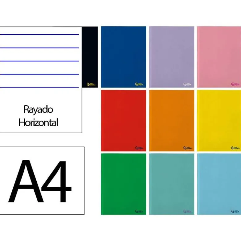 LIBRETA LIDERPAPEL SMART A4 48 HOJAS 75G/M2 HORIZONTAL CON DOBLE MARGEN COLORES SURTIDOS