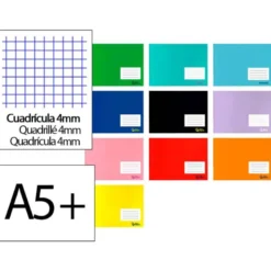LIBRETA LIDERPAPEL SMART A5 PLUS 32H 75GR APAISADO CUADRO 4 MM CON MARGEN COLORES SURTIDOS