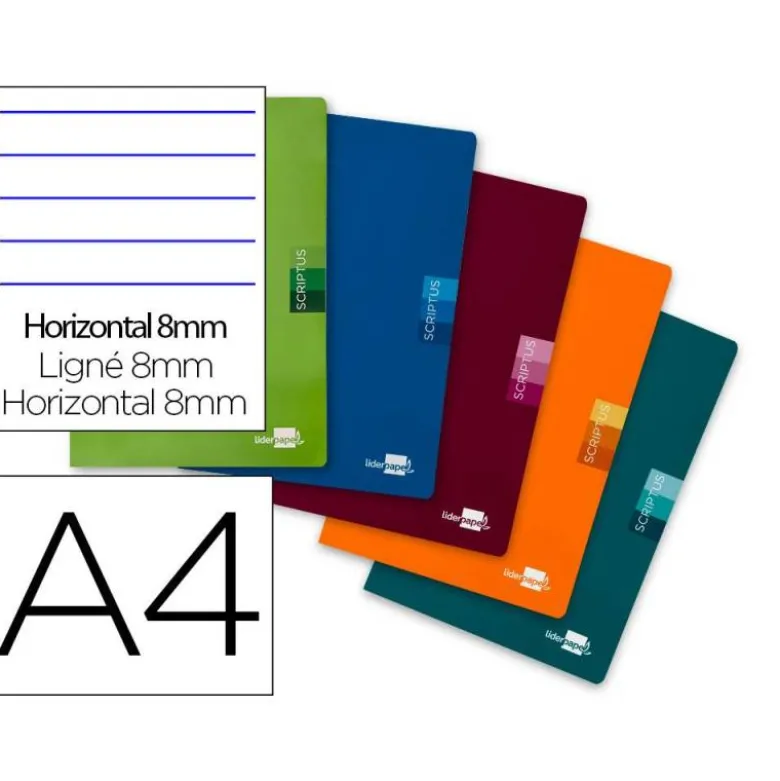 Libreta escolar grapada Scriptus Liderpapel 48 hojas A4 rayado horizontal