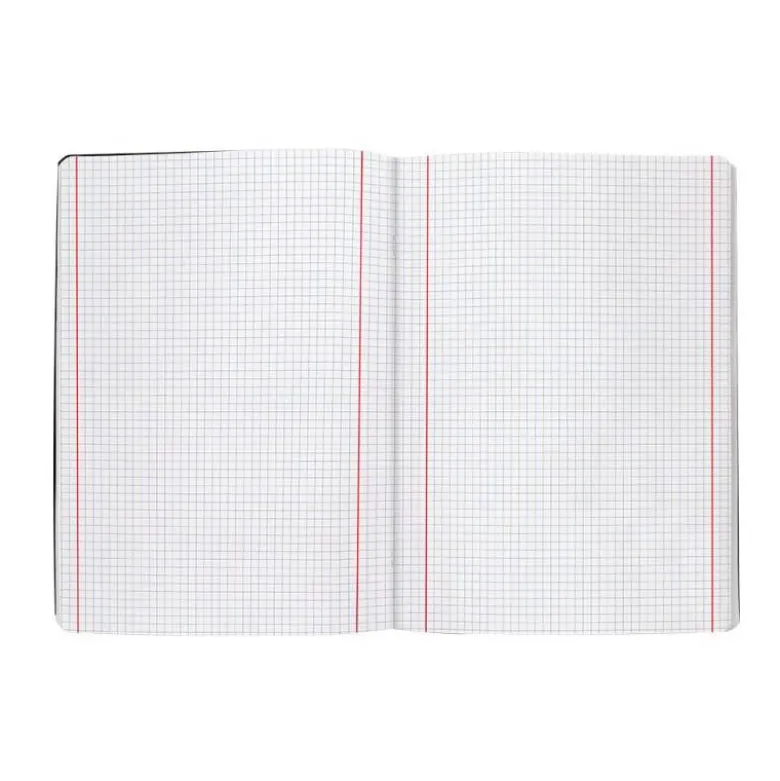 Libreta escolar Liderpapel tapa negra A5 con 80 hojas de 60g/m2 cuadro de 5mm con doble margen. Colores surtidos.