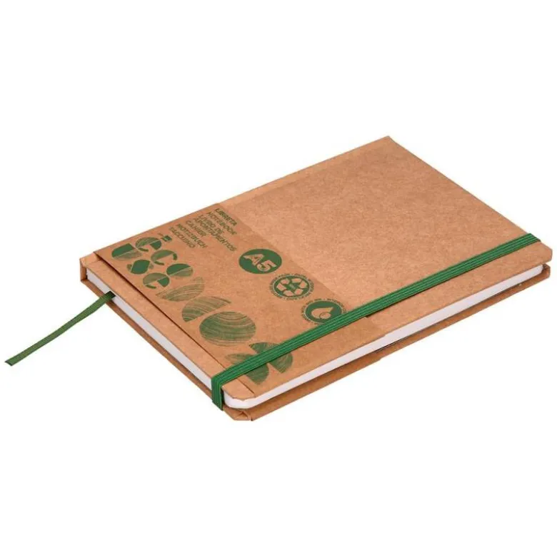 LIBRETA LIDERPAPEL ECOUSE 100% RECICLADA A5 96 HOJAS 70G/M2 HORIZONTAL CON GOMILLA Y MARCA PAGINAS