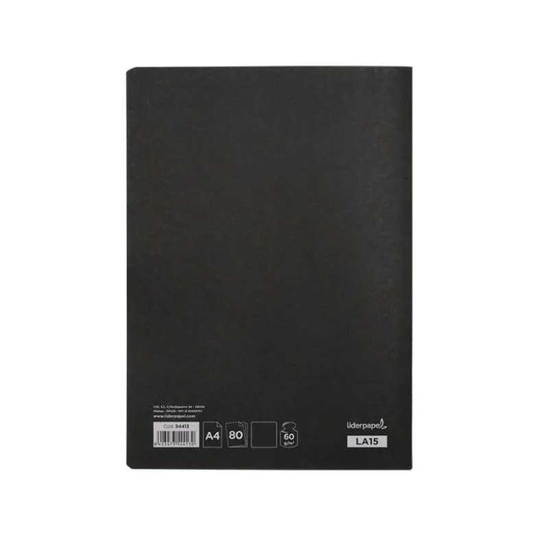 Libreta liderpapel tapa negra a4 80 hojas 60g/m2 liso sin margen