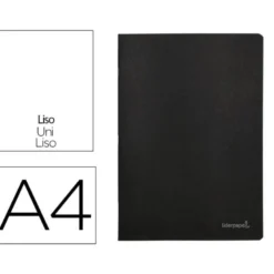 Libreta liderpapel tapa negra a4 80 hojas 60g/m2 liso sin margen