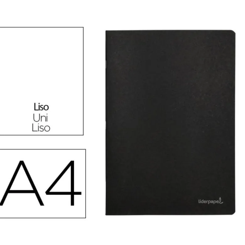 Libreta liderpapel tapa negra a4 80 hojas 60g/m2 liso sin margen