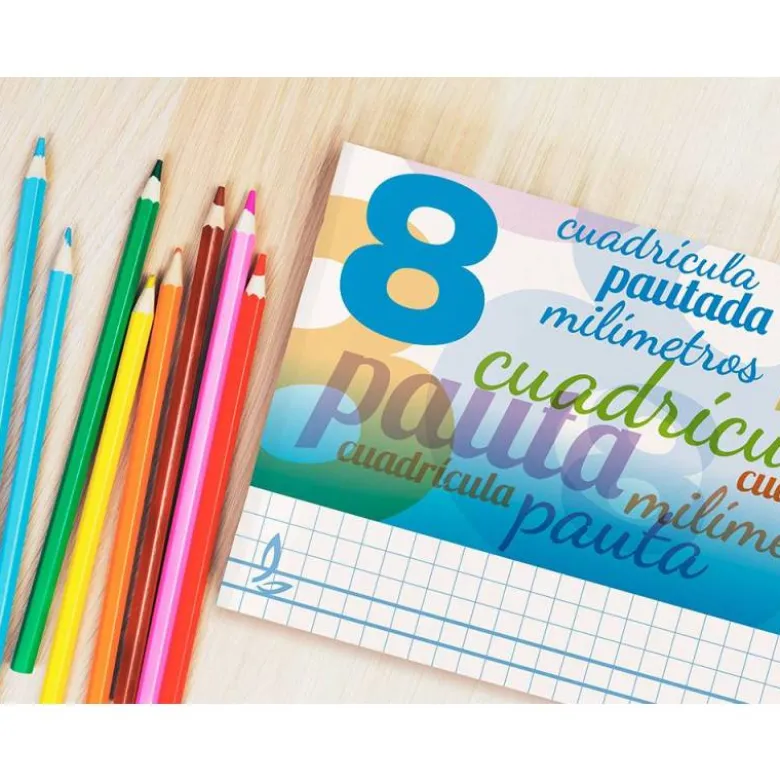 Libreta marca liderpapel pautaguia tapa cartoncillo 32 hojas din a5 cuadriculado pautado 8mm apaisada 70 gr con margen