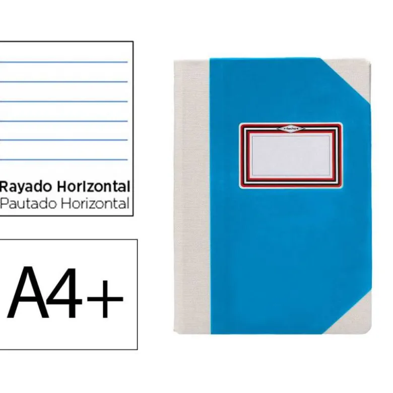 LIBRO CARTONE COSIDO FERNANDES FLECHA DIN A4+ RAYADO HORIZONTAL 50 HOJAS 100 GR AZUL
