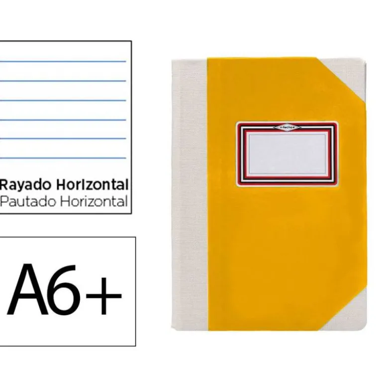 LIBRO CARTONE COSIDO FERNANDES FLECHA DIN A6+ RAYADO HORIZONTAL 50 HOJAS 100 GR AMARILLO
