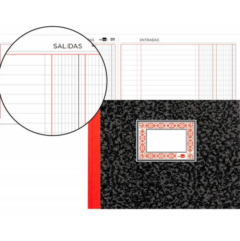 LIBRO LIDERPAPEL CUARTO APAISADO CARTONE 100 HOJAS CAJA ENTRADA Y SALIDA