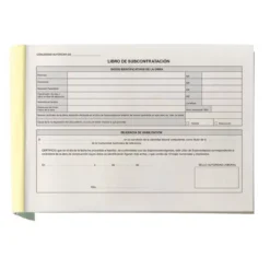 LIBRO LIDERPAPEL SUBCONTRATACION FOLIO JUEGO DE 10 HOJAS AUTOCOPIATIVAS