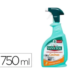 LIMPIADOR DESINFECTANTE SANYTOL PARA COCINAS CON PISTOLA PULVERIZADORA BOTE DE 750 ML